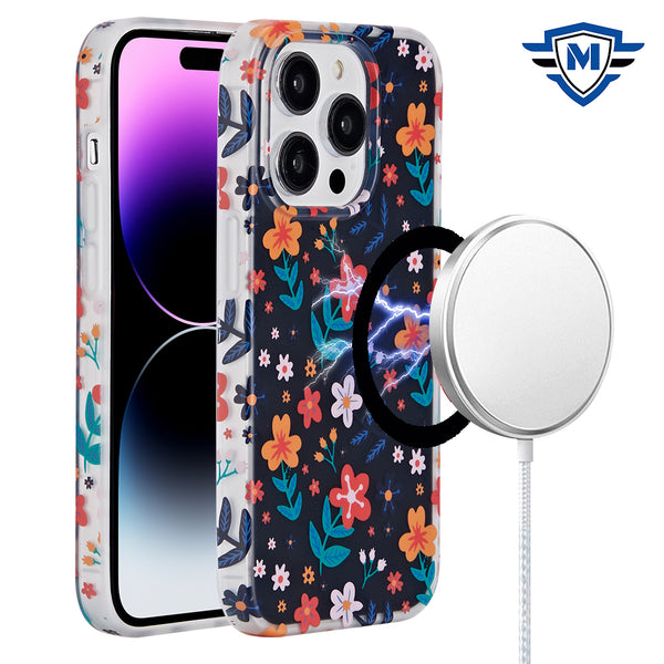 Metkase Double Protection Imd Design Pattern [Magnetic Circle] Premium Case For iPhone 15 - Nightly Floral