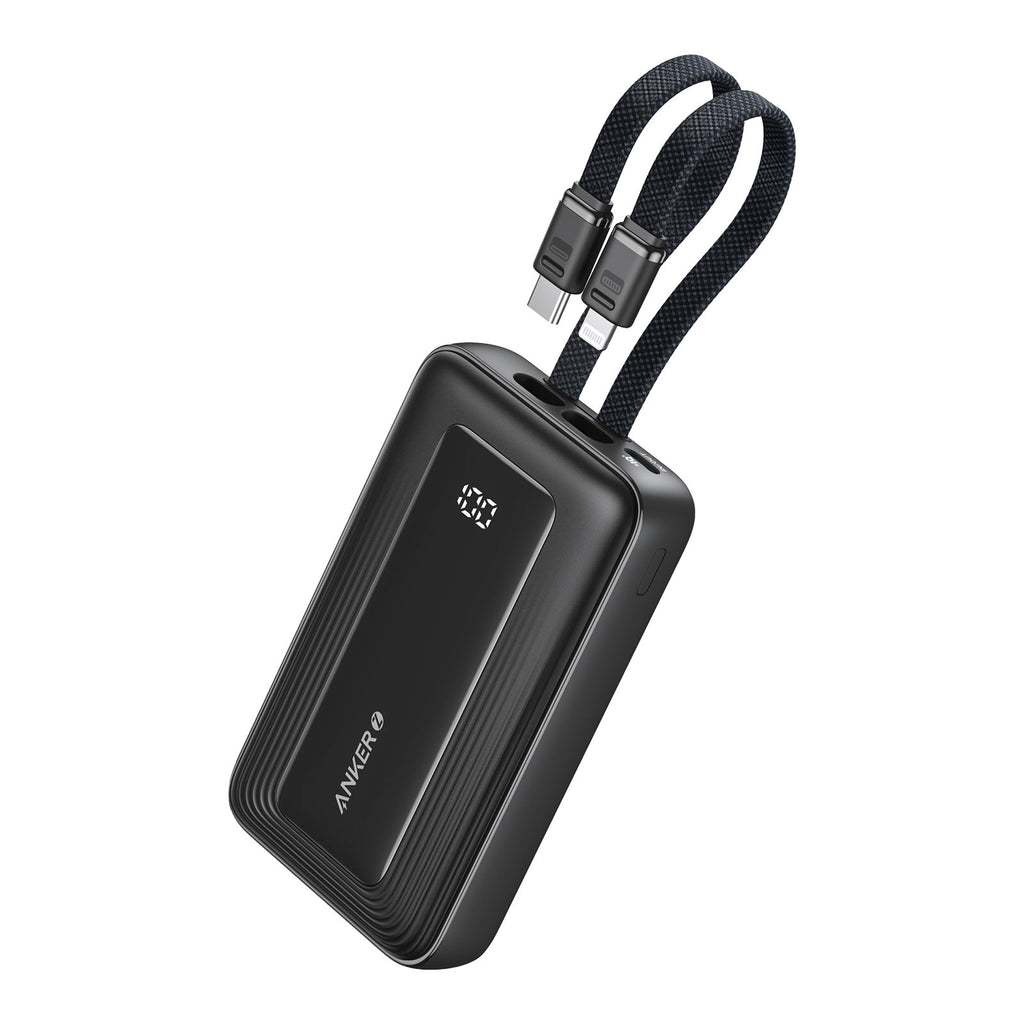 Anker 10K Mah 30W Zolo Power Bank W/ Built-In USB-C And Lightning Cable - Black