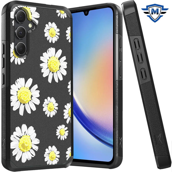 Metkase Tough Strong Hybrid (Magnet Mount Friendly) Case Cover For Samsung A35 5G- Chamomile Flowers