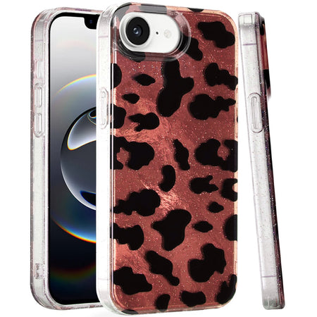 Premium Glitter Double Layer Design IMD TPU Case For iPhone 16E /SE4 (2025) - Beauty Leopard
