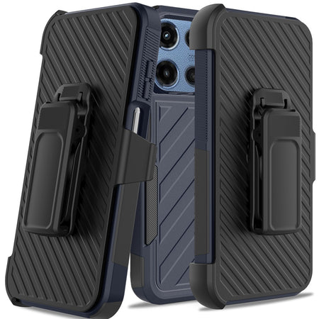 Premium Noble Lined Shockproof Dual Layer Hybrid Case For Motorola Moto G 5G 2025 - Blue/Black