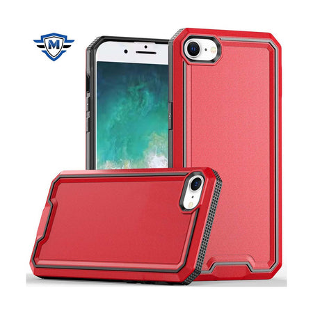 Metkase Rank Tough Strong Modern Fused Hybrid Case For iPhone 16E / SE4 - Red