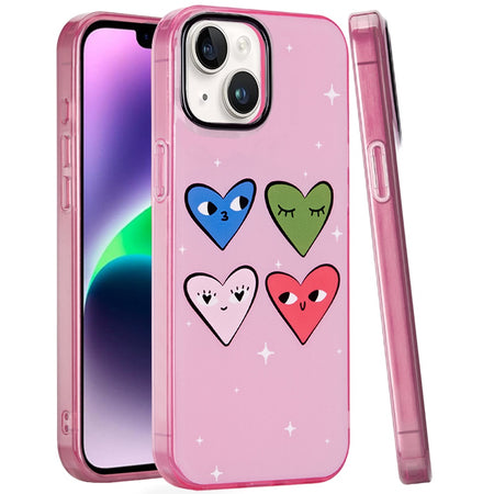 Premium Double Layer Design IMD TPU Case For iPhone 13/14 - Cute Hearts