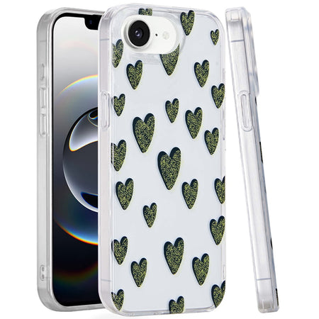 Premium Double Layer Design IMD TPU Case For iPhone 16E/SE4 (2025) - Black Hearts