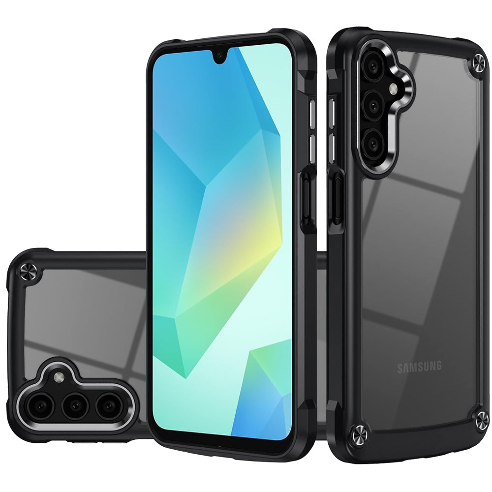 Premium Ultimate Casex Transparent Hybrid Case With Metal Buttons And Camera Edges For Samsung A16 5G - Black