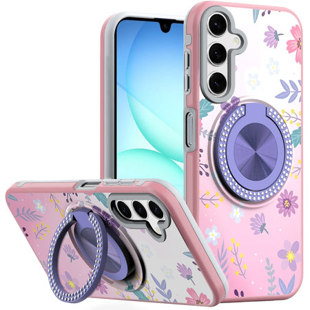 Premium Metal Diamond Cd Pattern Design Matte Finished Case For Samsung A17 5G - Floral C