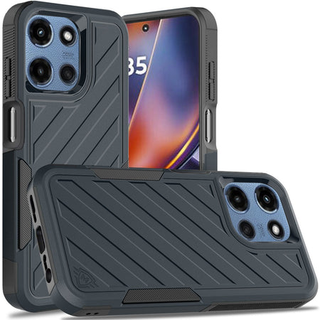 Premium Noble Lined Shockproof Dual Layer Hybrid Case For Motorola Moto G 5G 2025 - Blue/Black