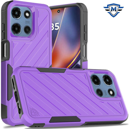 Metkase Noble Lined Shockproof Dual Layer Hybrid Case For Motorola Moto G 5G 2025 - Dark Purple/Black