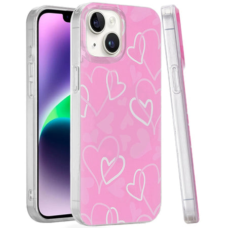 Premium Double Layer Design IMD TPU Case For iPhone 13/14 - Hearts