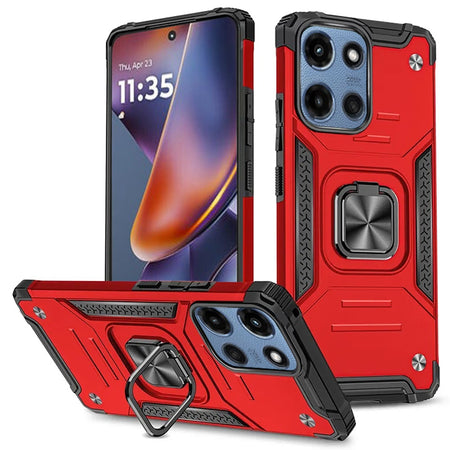 Premium Robust Magnetic Kickstand Hybrid Case For Motorola Moto G 5G 2025 - Red