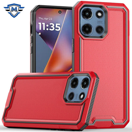 Metkase Rank Tough Strong Modern Fused Hybrid Case For Motorola Moto G 5G 2025 - Red
