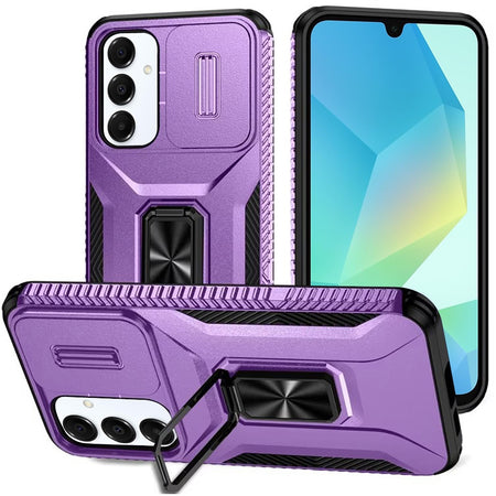 Premium Magnetic Metal Ring Stand Camera Protection For Samsung A16 5G - Purple