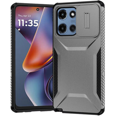 Premium Ultimate U Design Hybrid Case With Camera Cover For Motorola Moto G 5G 2025 - Grey
