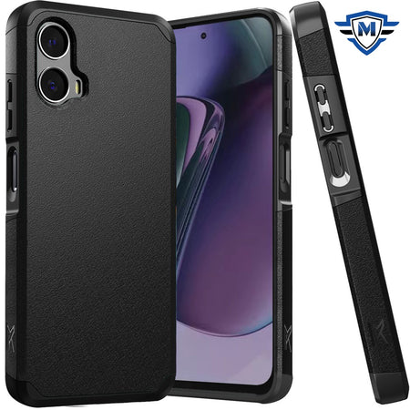 Metkase (Original Series) Tough Strong Shockproof Hybrid Case In Slide-Out Package For Motorola Moto G Stylus 5G 2024 - Black