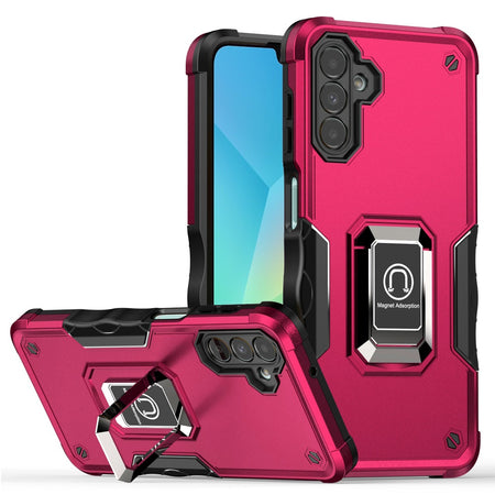 Premium Optimum Magnetic Ring Stand Hybrid Case For Samsung A16 5G - Hot Pink