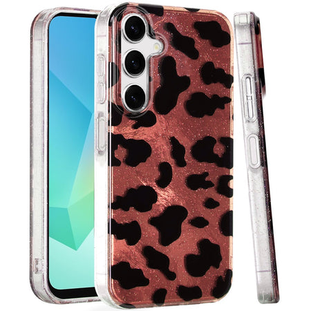 Premium Glitter Double Layer Design IMD TPU Case For Samsung A16 5G - Beauty Leopard