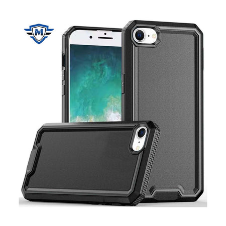 Metkase Rank Tough Strong Modern Fused Hybrid Case For iPhone 16E / SE4 - Black