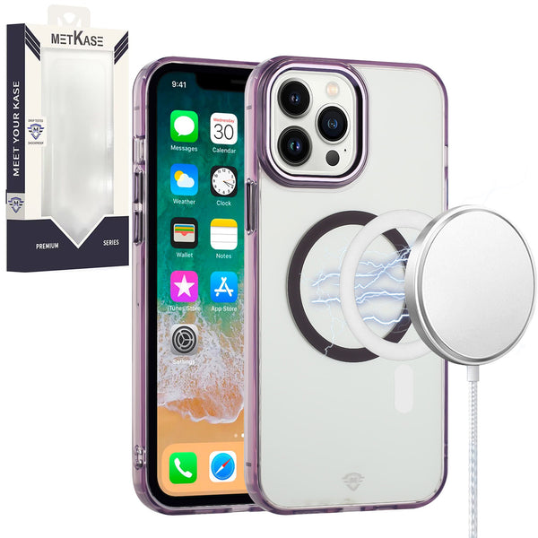 Metkase Magnetic Circle Ring Transparent Acrylic Case for iPhone 12 Pro Max 6.7 - Light Purple