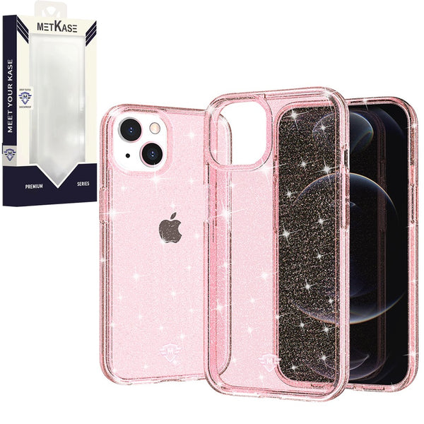 Metkase Magnetic Glitter Ultra Thick 3Mm Transparent Hybrid Case In Slide-Out Package For iPhone 12/12 Pro - Pink