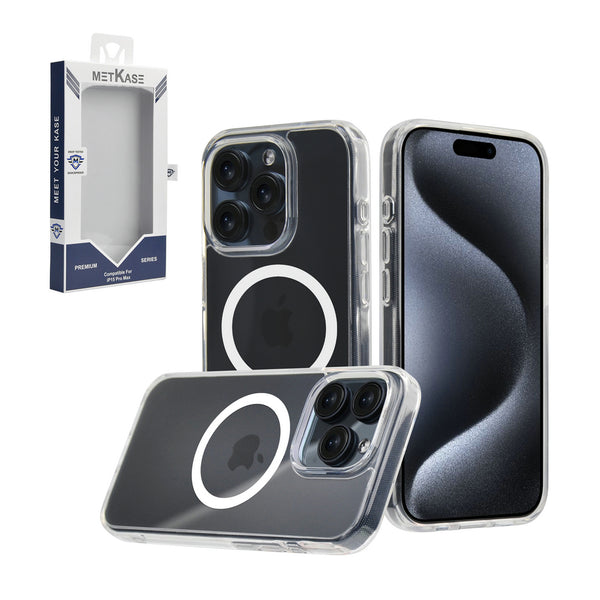 Metkase Premium Transparent [Magnetic Circle] Shockproof Hybrid For iPhone 15 - Clear