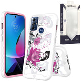 Metkase Premium Exotic Design Hybrid Case In Slide-Out Package For Motorola Moto G Play 2023 - Rose Pink Floral