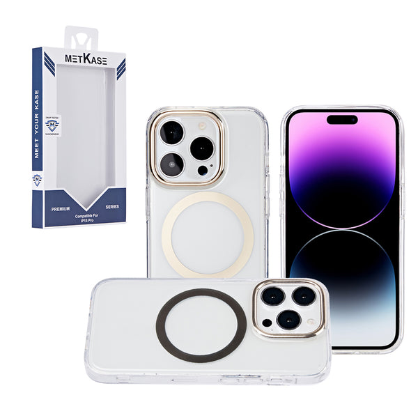 Metkase Imd Design Pattern [Magnetic Circle] Premium Case For iPhone 15 - Gold Imd