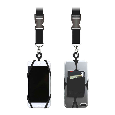 Gear Beast Universal Smart Phone Lanyard Neck Strap With Safety Clasp - Black/Black