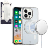 Metkase Magnetic Circle Ring Transparent Premium Acrylic Case for iPhone 15 Pro - Clear