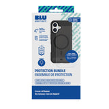 Blu Element Duo Protection Bundle W/ Armour Ultra Kickstand Magsafe Case + Screen Protector For iPhone 16 - Black