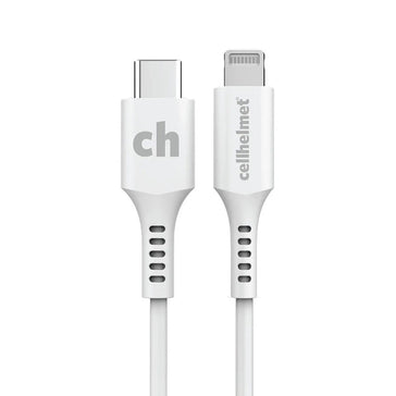 Cellhelmet Lightning To USB-C Charge 6' Round Cable For Apple - White