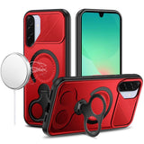 HR Premium Car Mount With 2-Ring Stand Hybrid Case For Samsung Galaxy A27 - Red