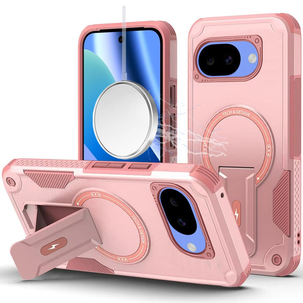 HR PREMIUM STURDY BRACKET KICKSTAND MAGNETIC HYBRID CASE FOR GOOGLE PIXEL 10A - PINK
