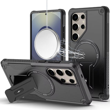 HR PREMIUM STURDY BRACKET KICKSTAND MAGNETIC HYBRID CASE FOR SAMSUNG S26 ULTRA - BLACK