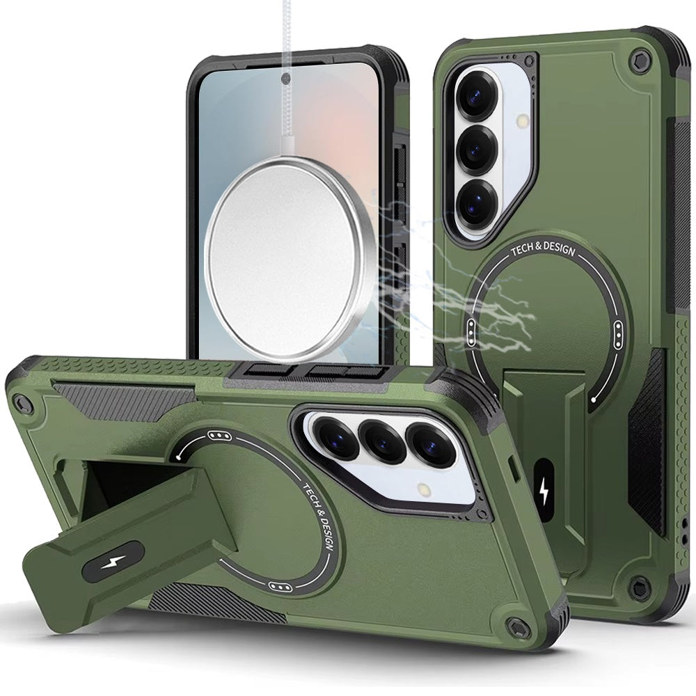 HR PREMIUM STURDY BRACKET KICKSTAND MAGNETIC HYBRID CASE FOR SAMSUNG S26 ULTRA - MIDNIGHT GREEN