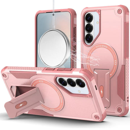 HR PREMIUM STURDY BRACKET KICKSTAND MAGNETIC HYBRID CASE FOR SAMSUNG S26 - PINK