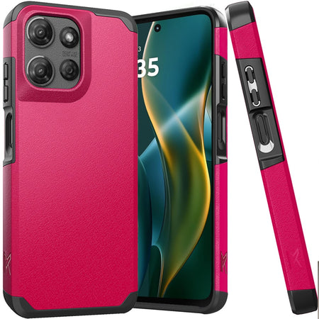 Metkase (Original Series) Tough Strong Shockproof Hybrid Case In Slide-Out Package For Moto G Stylus 5G 2025 - Hot Pink