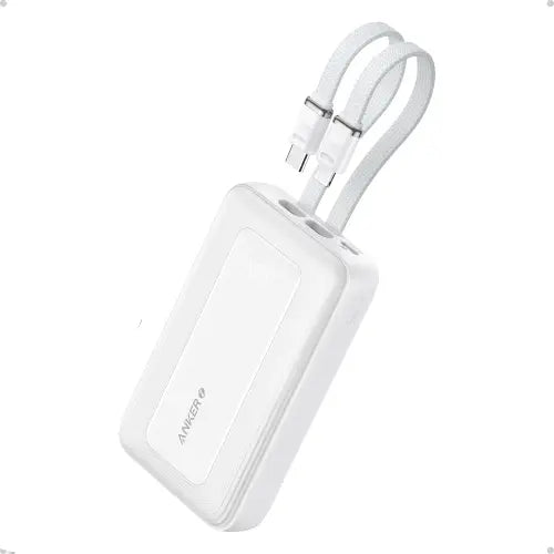 Anker 10K mAh 30W Zolo Power Bank W/ Built-In USB-C & Lightning Cable - White