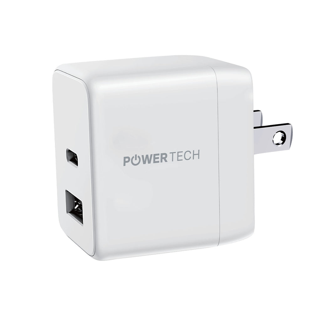 Powertech 20W PD Dual-Port USB-A & USB-C Wall Charger - White