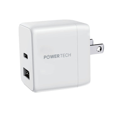 Powertech 20W PD Dual-Port USB-A & USB-C Wall Charger - White