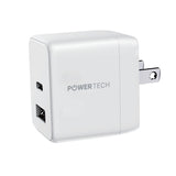 Powertech 20W PD Dual-Port USB-A & USB-C Wall Charger - White