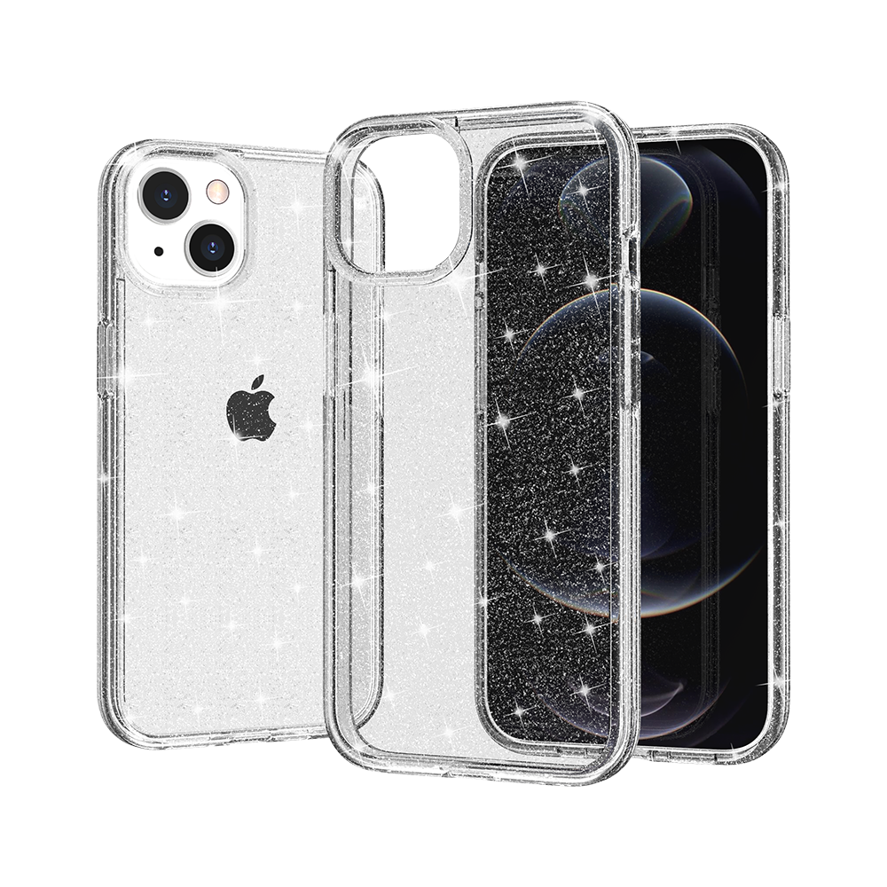 HR PREMIUM GLITTER ULTRA THICK 3MM TRANSPARENT HYBRID CASE COVER FOR APPLE IPHONE 14 PRO MAX 6.7" - CLEAR