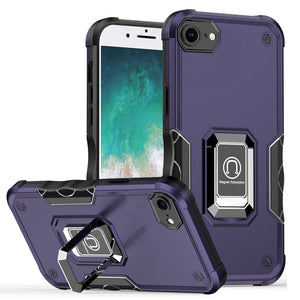 Premium Optimum Magnetic Ring Stand Hybrid Case Cover For iPhone 16E / SE4 - Dark Purple