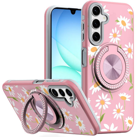 Premium Metal Diamond Cd Pattern Design Matte Finished Case For Samsung A17 5G - Floral A