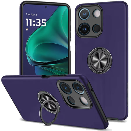 Premium Chief Oil Painted Magnetic Ring Stand Hybrid Case Cover For Moto G Stylus 5G 2025 - Dark Purple