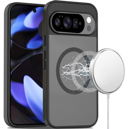 Premium [Magnetic Circle] Smooth Safe Matte Feel Hybrid Case For Google Pixel 10/10 Pro - Black