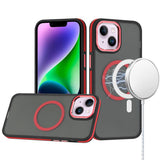 HR Premium Royal Magnetic Ring Skin Touch Lip Hybrid Case For iPhone 13 / 14 - Red