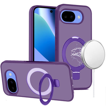 HR Premium Magnetic Matching Ring Stand Full Rotation Matte Hybrid Case For Google Pixel 10A - Purple