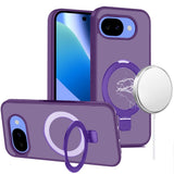HR Premium Magnetic Matching Ring Stand Full Rotation Matte Hybrid Case For Google Pixel 10A - Purple