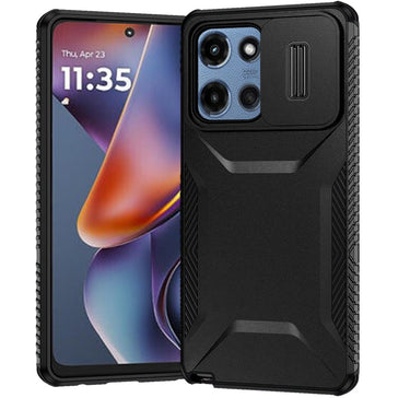 Premium Ultimate U Design Hybrid Case With Camera Cover For Motorola Moto G 5G 2025 - Black