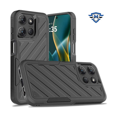 Metkase Noble Lined Shockproof Dual Layer Hybrid Case For Moto G Stylus 5G 2025 - Black/Black